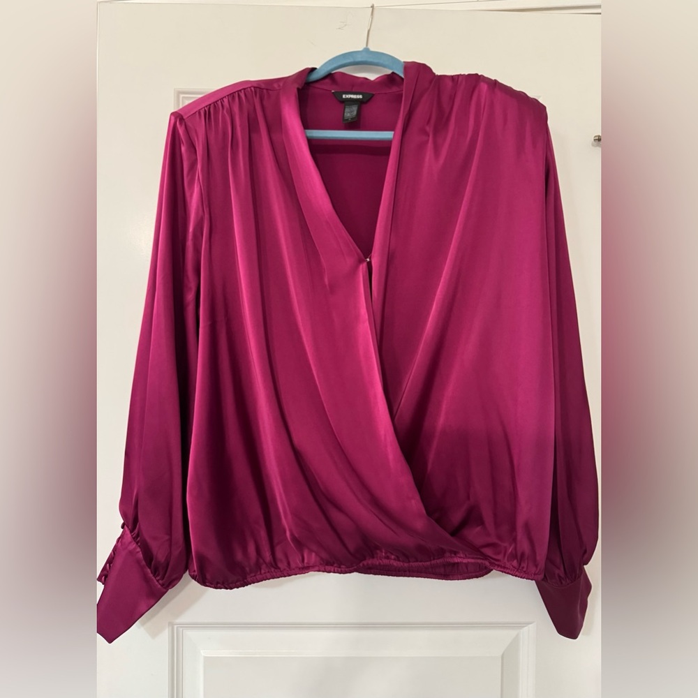 Express Deep Pink Wrap Blouse